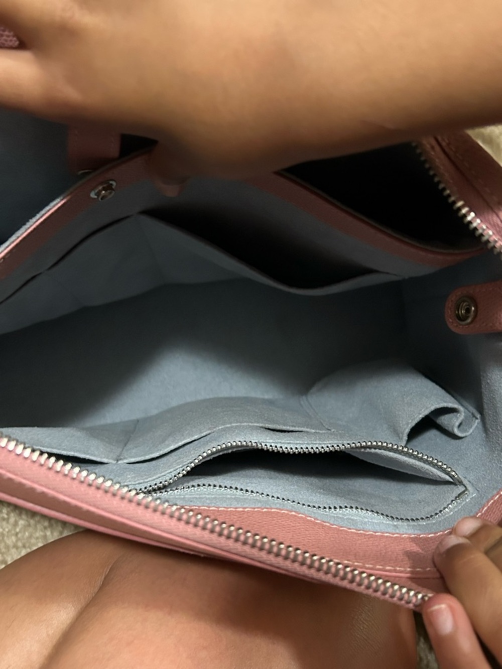 Senreve Pebbled Leather Satchel in Dusty Pink - Picture 7 of 10